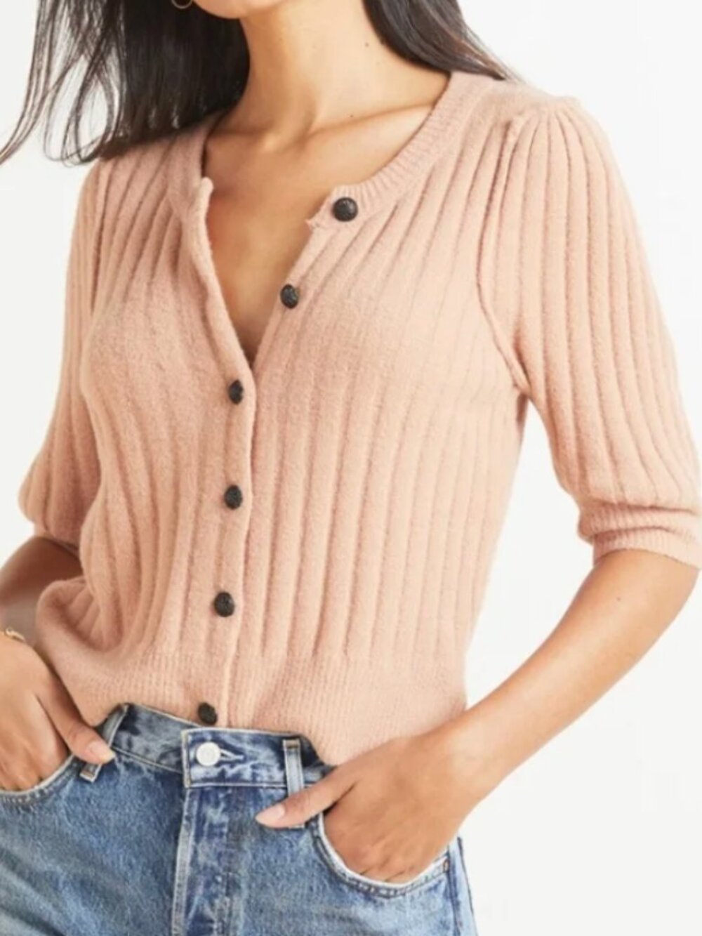 Free People Sloane Cardigan XS Café Cream Cropped Knit
